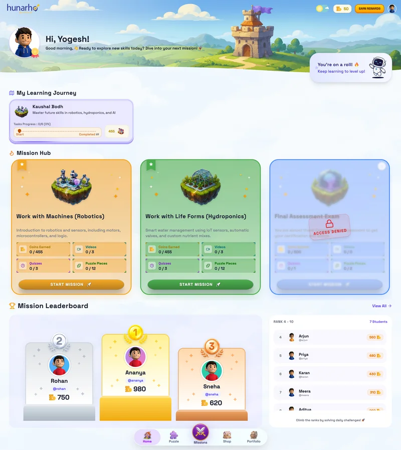 Gamified LMS Home