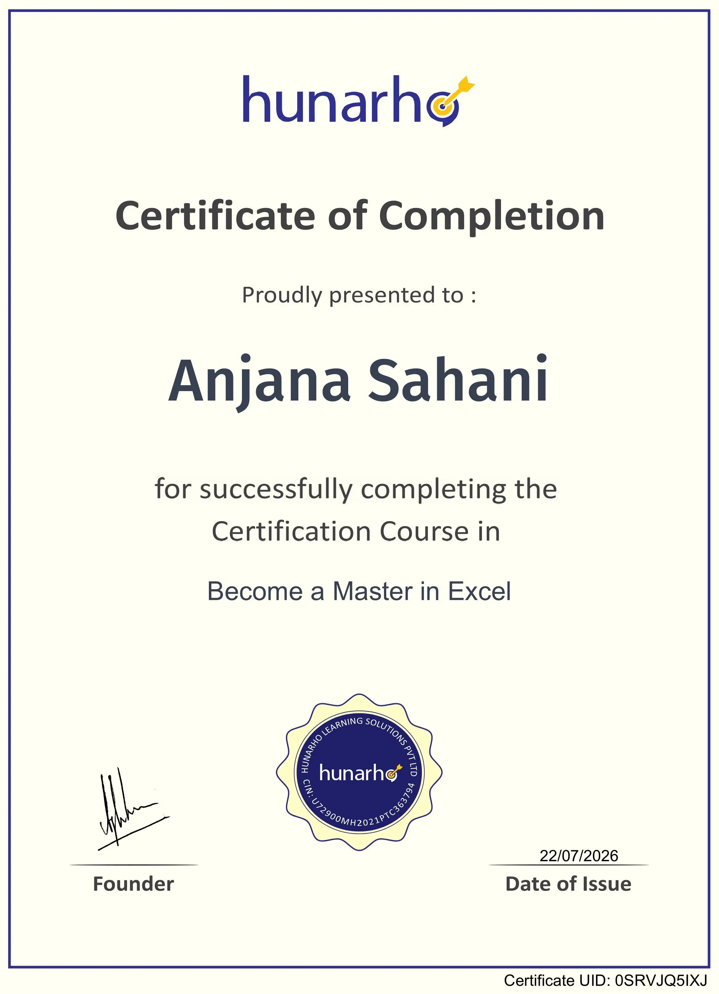 Course Completion Certificate