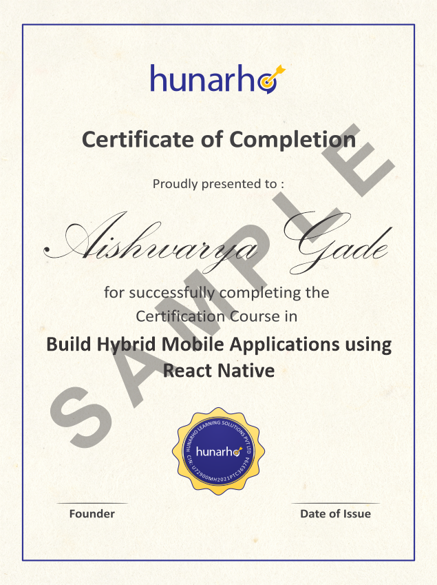 Build Hybrid Mobile Applications using React Native Certificate