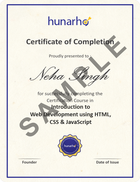 Introduction to Web Development using HTML, CSS & JavaScript Certificate