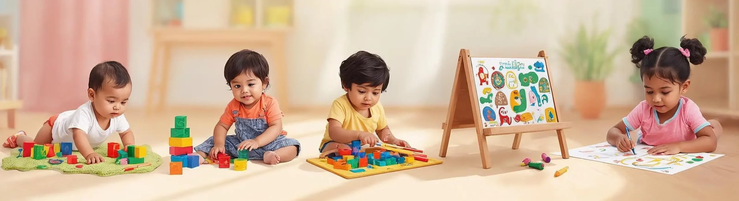 children of ages 0 to 8 learning