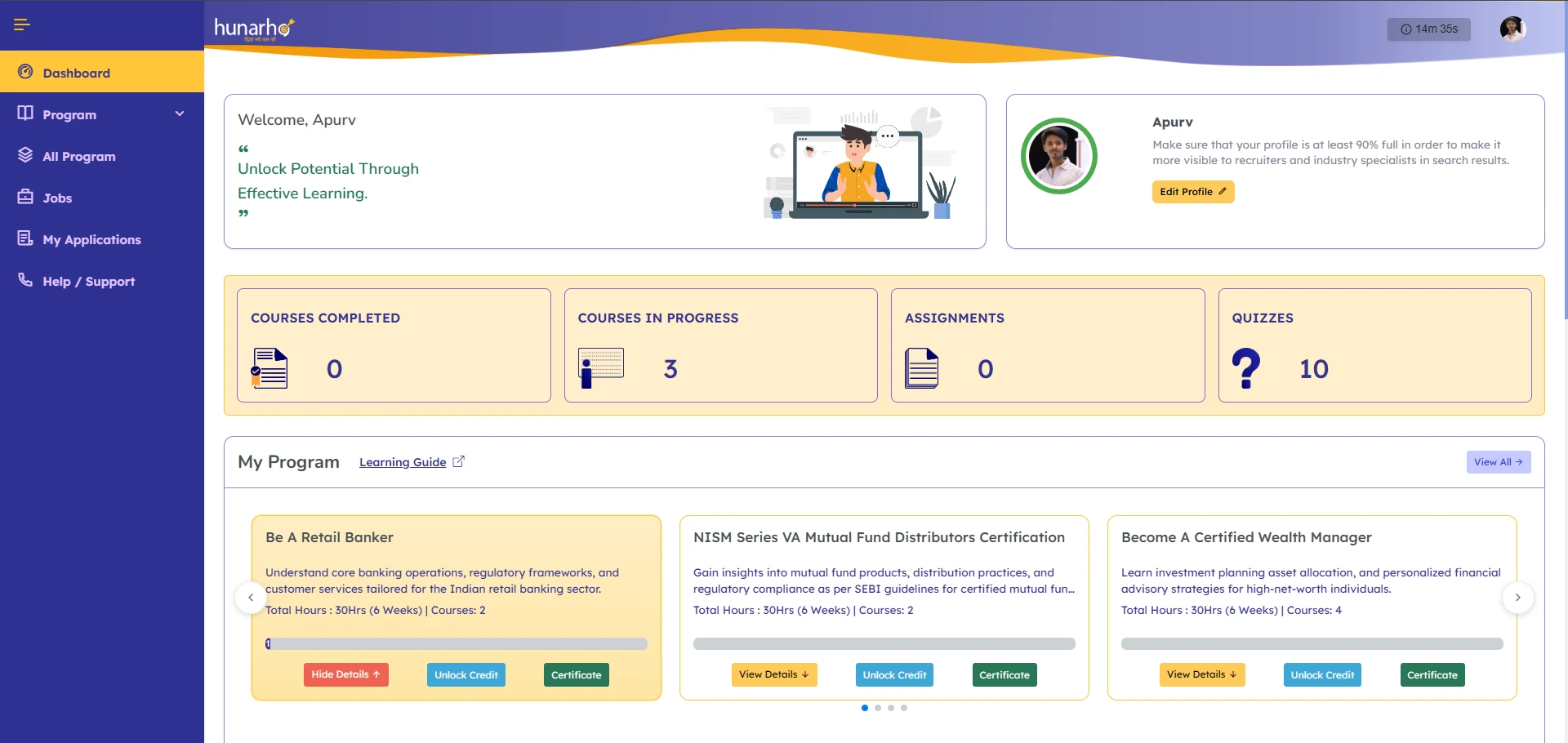 Hunarho 50 Hunarho Dashboard Main