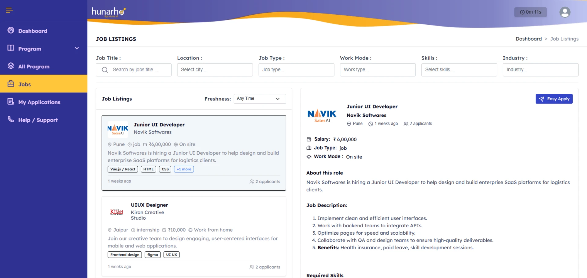 Hunarho 53 Hunarho Job Application